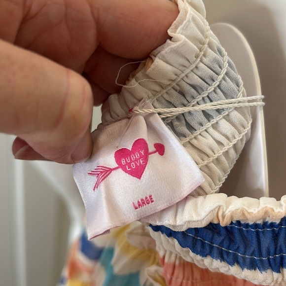 Buddy Love Riley multi colored tiered mini dress. NWT. Size L - Picture 7 of 8